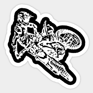 94 Motocross Jump White Sketch Art Sticker